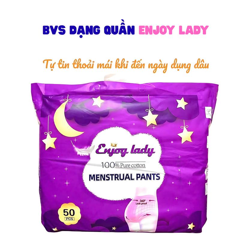 Bịch 50 miếng băng vệ sinh dạng quần Enjoy Lady đóng gói từng miếng riêng biệt size từ 30-70kg