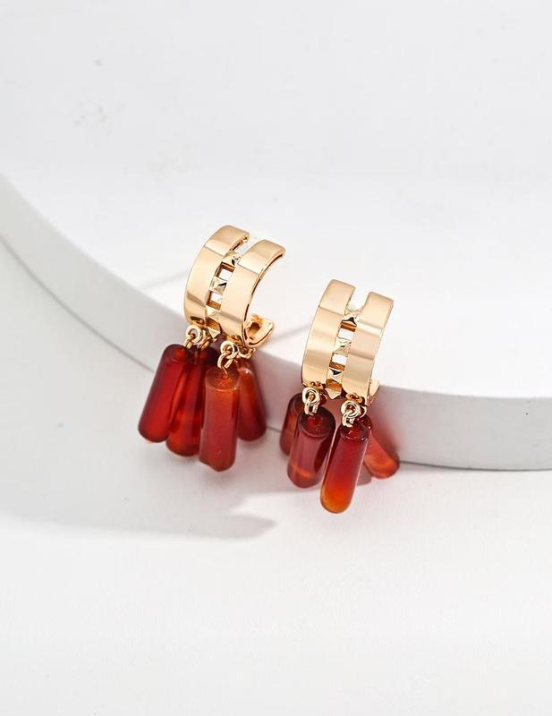 Dear Dust | Amber Glass Drop Earrings with Gold Hoops 2