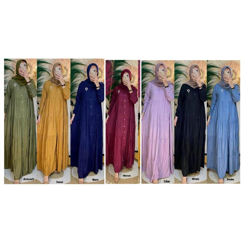 Product Introduction of gamis susun rayon polos gamis super adem 1