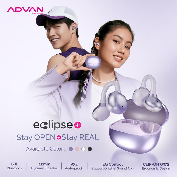 Promo ADVAN Eclipse+ Plus Open-Ear Clip Bluetooth 6.0 Low Latency Smart ...