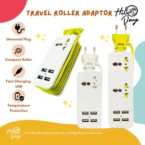 HILODAY Travel Roller Adaptor Portable Stop Kontak - 4 USB Port
