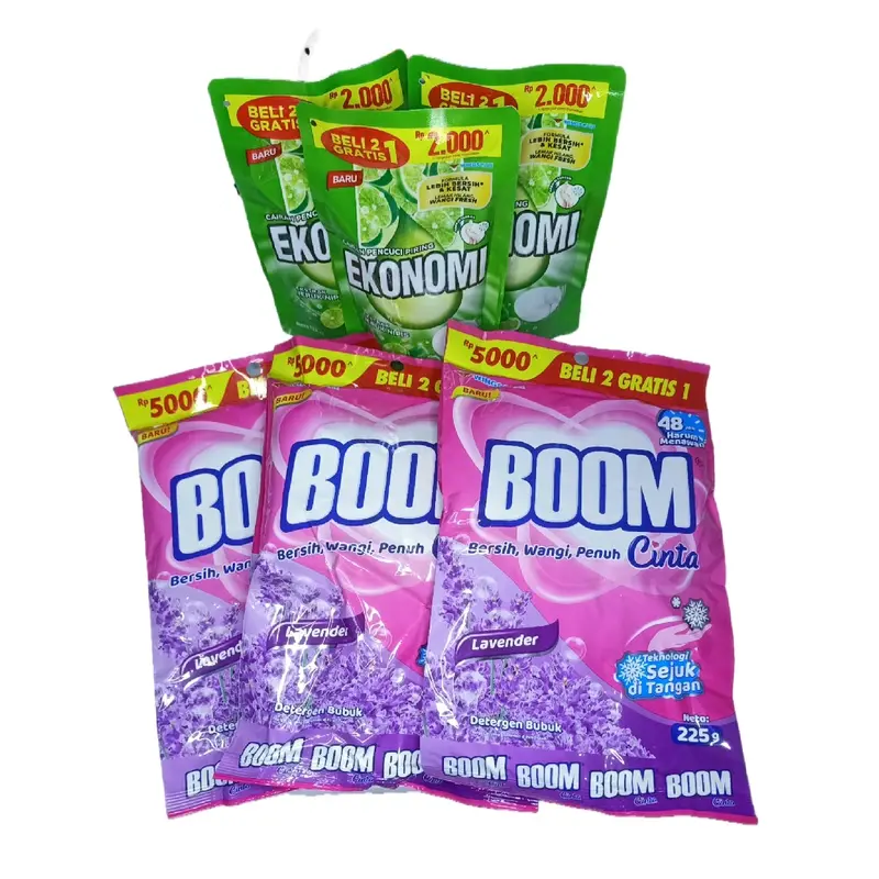 Paket Hemat 3pc Detergen boom 225g + 3pc Ekonomi Cuci Piring - Detergen Laundry - Detergent 0