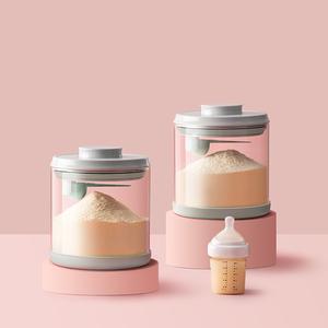 BPA Free Clear glass plastic baby milk powder sealing storage jar food airtight storage container with lids sets