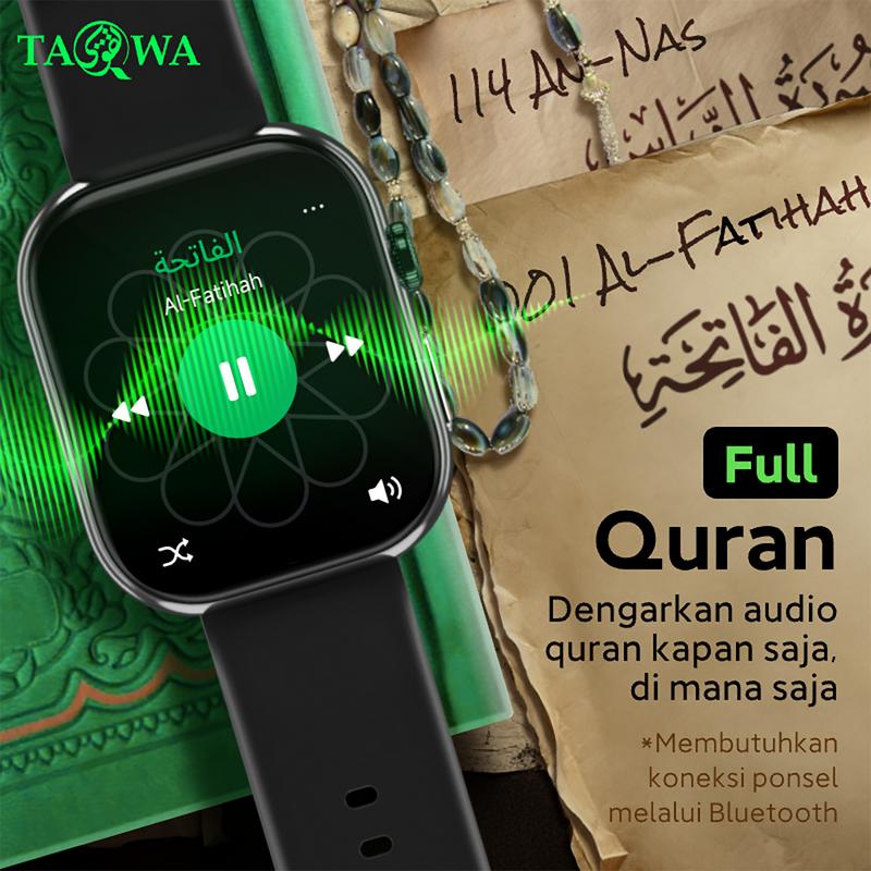 TAQWA Quran Smart Watch | Adzan Reminder | Al-Qur'an | Tasbih | Layar Penuh 2.02" | Custom Wallpaper | Pemantauan Tidur dan Detak Jantung | Bluetooth Call | Jam Tangan Smartwatch | IP68 2