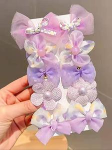 Set de 10 Piezas de Pasadores con Moño y Flor, Estilo de Princesa Dulce y Linda para Niñas, Accesorios Perfectos para el Verano y Uso Diario