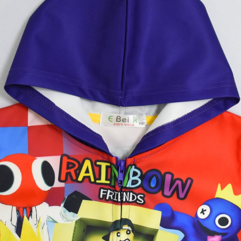 Boys Rainbow Friends Jacket Cartoon Hooded Spring Autumn Casual Clothes 4