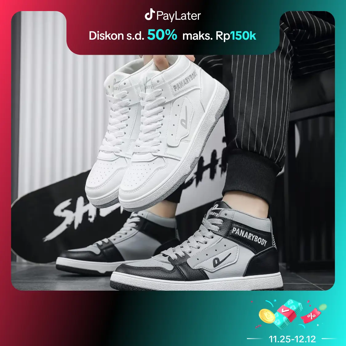 PANARYBODY Sepatu  Sneakers Pria Casual Trendy Modis Kekinian New Arrival Cocok Untuk Hangout,  Olahraga High Quality Karet Sporty Shoes Kasual QN255 Kerja Kerja