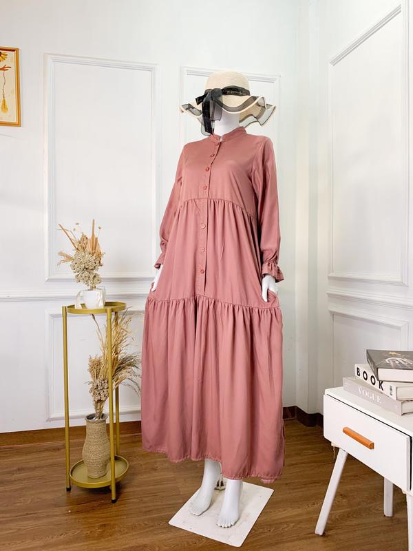 DRESS MEDINA POLOS BAHAN RAYON TWIL PREMIUM BY SHAFIRA/GAMIS/BAJU WANITA DEWASA Muslim Twill Mewah Midi Maxi 7