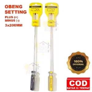 Obeng setting 3x200 mm plus minus (+)(-) jetjo tools lakoni pro in line screw driver