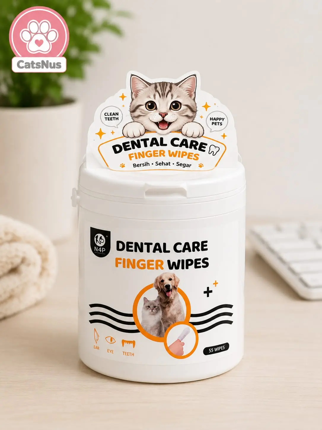 Tisu Gigi Kucing & Anjing  Dental Care Finger Wipes Anti Bau Mulut