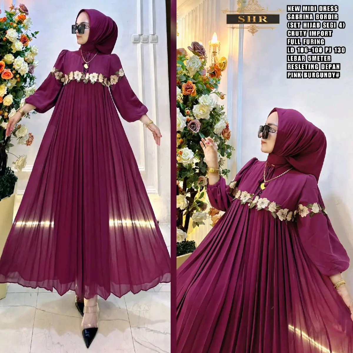 New midi dress sabrina bordir set hijab by SHR