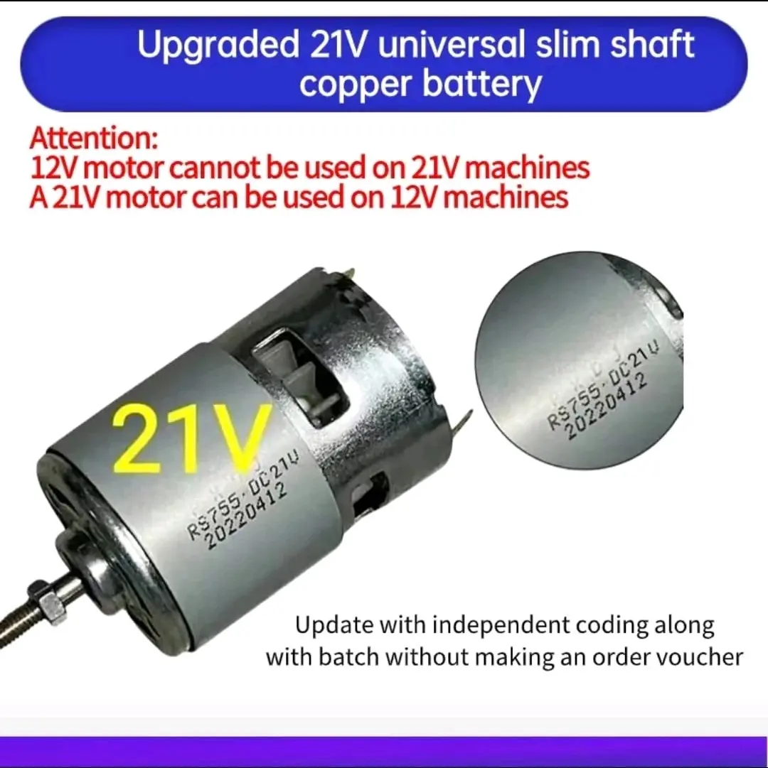 Dinamo DC Motor RS-755 12V dan 21V Mesin Potong Rumput Lawn Mower Kipas