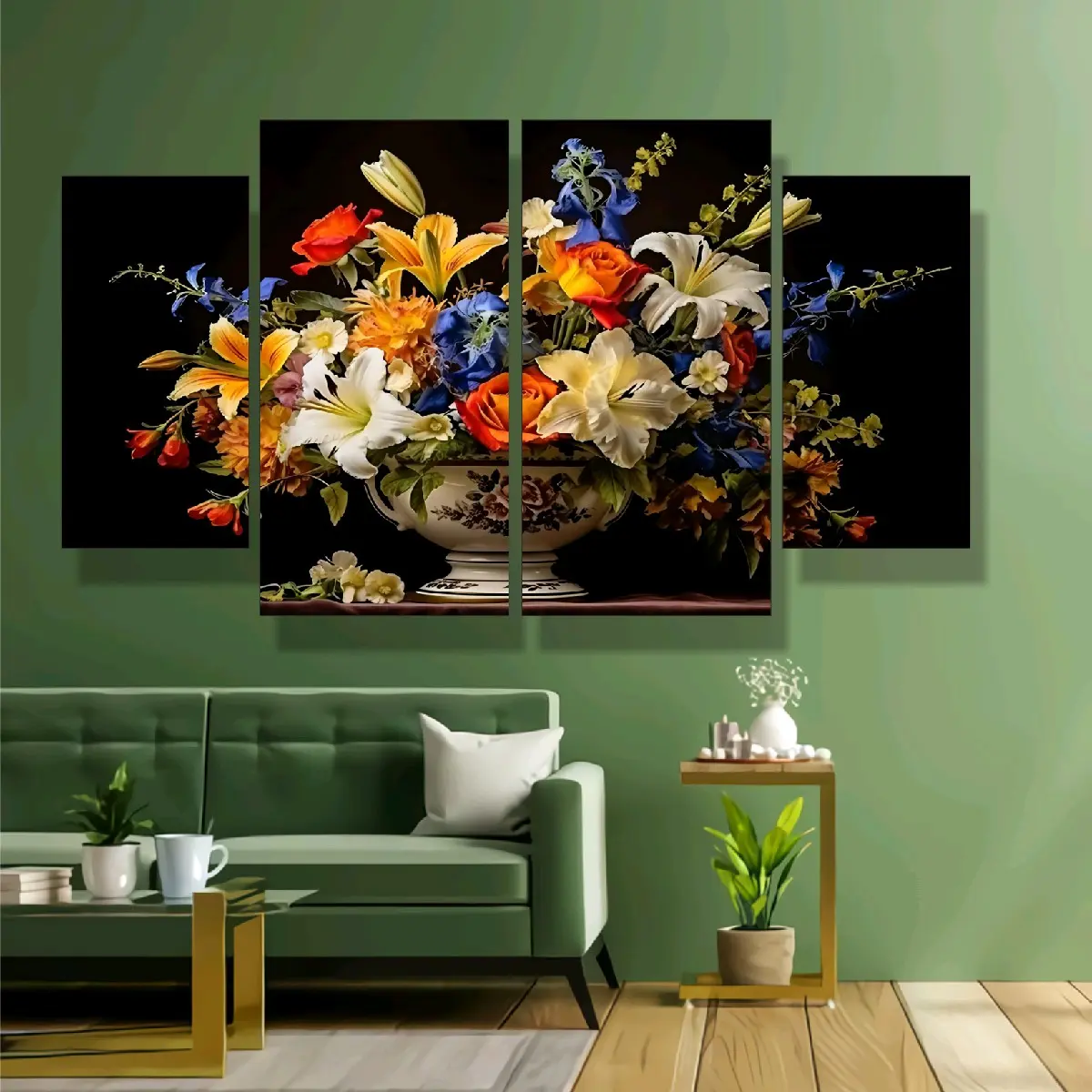 HIASAN DINDING SET ABSTRAK ISI 4 MOTIF BUNGA COCOK UNTUK DEKORASI RUMAH PAJANGAN DINDING SATU SET BUNGA