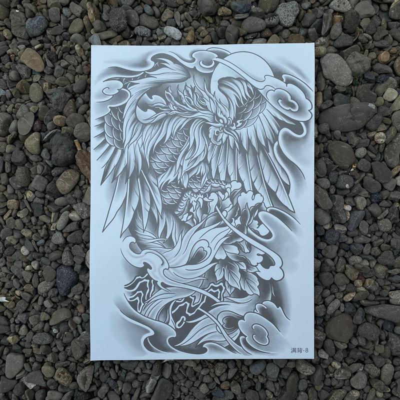 Tato Temporer Semi Permanen Tahan Lama Tato punggung Tato tahan lama Tato Harimau full Tato FruitInk Tato Ikan KOI Tato yakuza tato macan 4