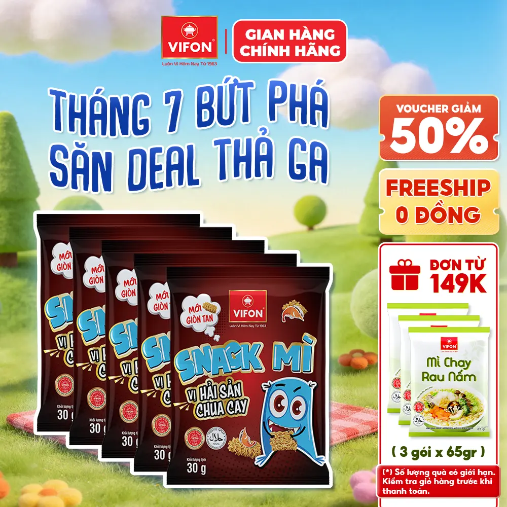 [VOUCHER HOT 10%] Set 5/ Set 10 Gói Ăn Vặt Snack Mì Hải Sản/ Bò Nướng/ Phô Mai VIFON 30gr/ Gói Cay Food