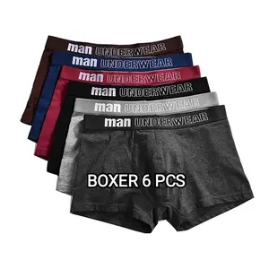 (FLASH SALE) celana dalam pria dewasa boxer cowok isi 6 pcs karet katun spandeks Nyaman lembut Motif Pendek