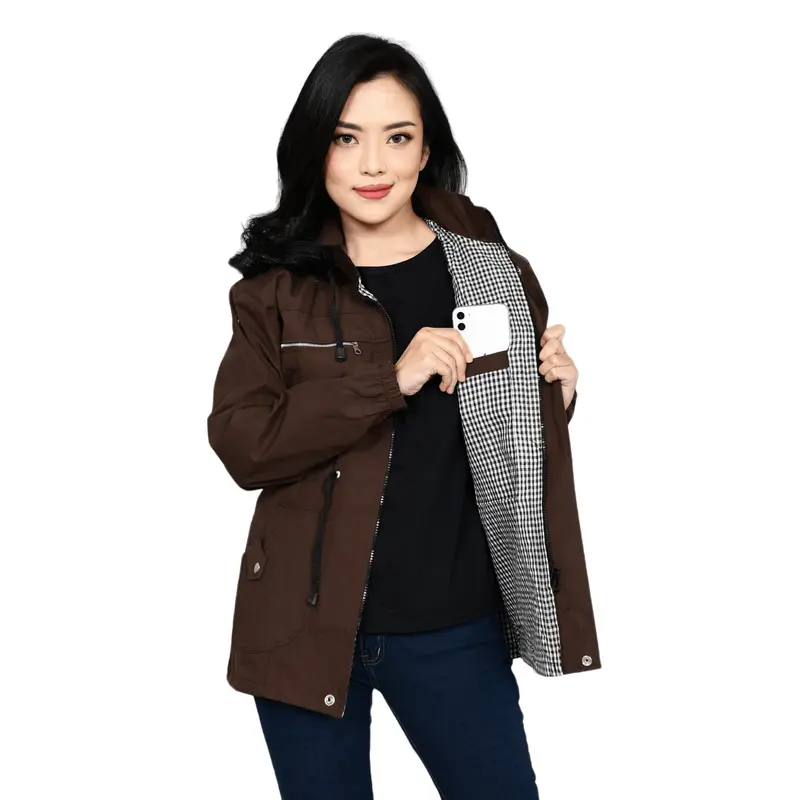 Jacket Wanita Korean Style Oversize Jumbo Import Tebal Ukuran M Sampai 4XL Merah Maroon 5