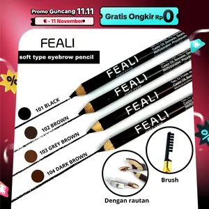 FEALI Pensil Alis dengan Spoolie dan Serutan / Celak / Feali Eyebrow Pencil