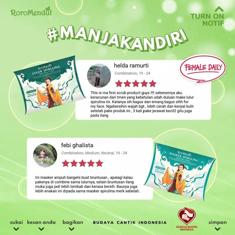 Roro Mendut Lulur Masker Spirulina Untuk Wajah Bruntusan 4