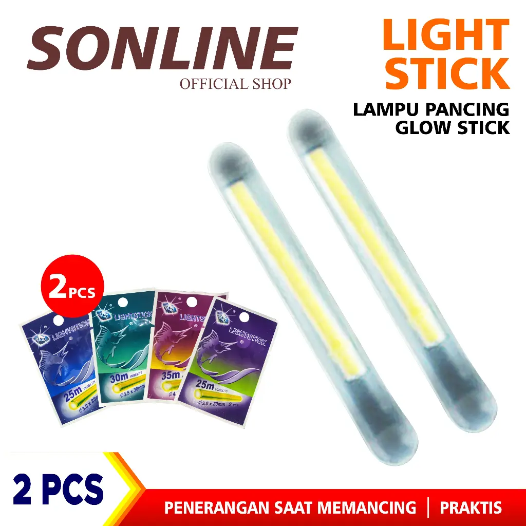 SONLINE Lighstick Lampu Pancing Batang Isi 2Pcs Starlite Dark Glow Stick 25m 30m 35m