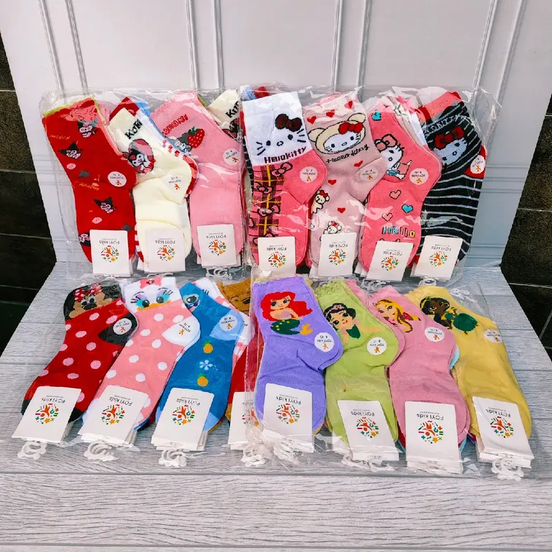 3 Pasang kaos kaki anak cewek perempuan tk sd  motif gambar lucu tebal nyaman Fashion 1