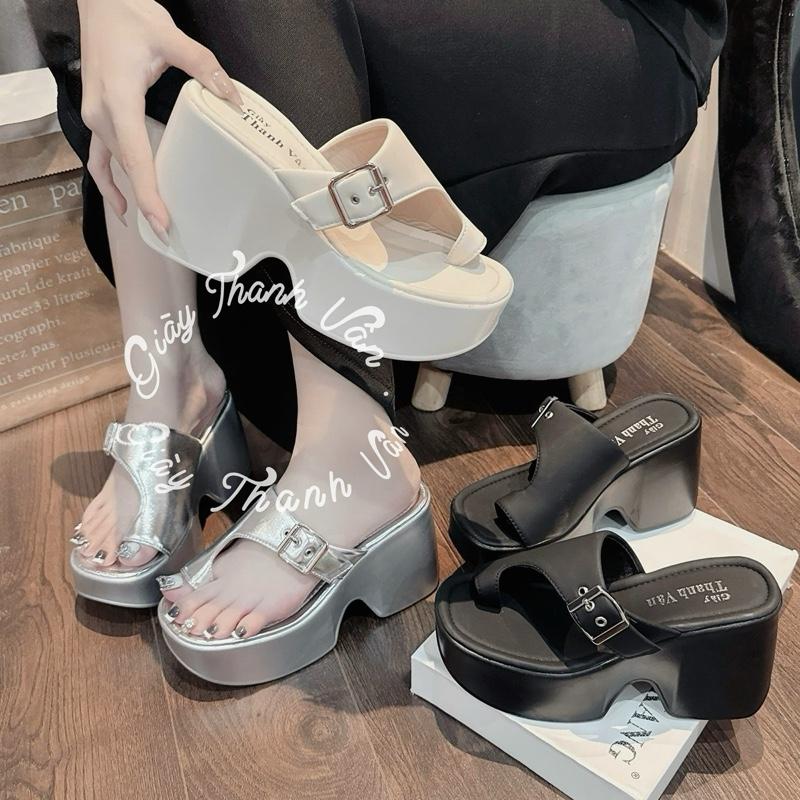 ￼Dép xuồng kẹp khoá cao 9 phân 3 màu( D0271)