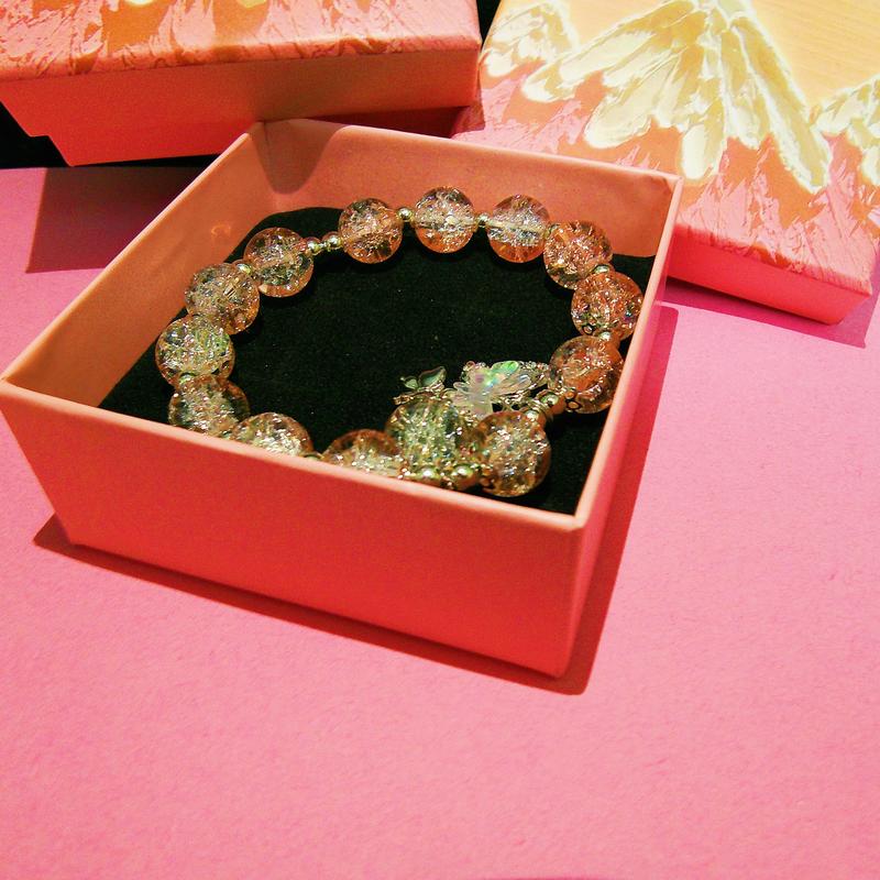 Product Introduction of Pink glazed butterfly bracelet bracelet glass design sense women's temperament fashion popular daily life Braided Rope Animal Button Bracelet bala  bangles harry styles  bracelet italian  charm  bracelet  singapore 4