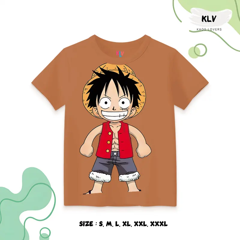 Kaos Anak Unisex Gambar Luffy Grin Distro 30s Sablon 2