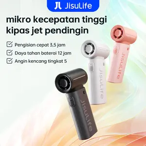 JISULIFE Handheld Fan Life9 Kipas Angin Mini Portable Pengumpul Angin Turbo 5000mAh Dengan Daya 5 Tingkat Pengaturan Angin Kencang yang Dapat Disesuaikan Alat Penurun Suhu Musim Panas