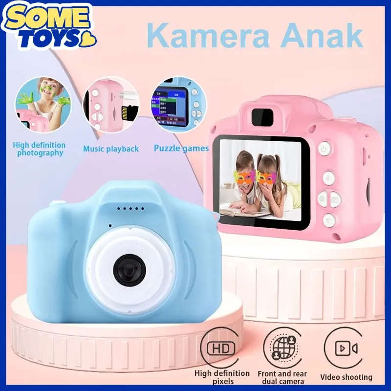 SOME TOY Kamera Anak Mini Digital Layar HD 3 Megapixel Kids Camera USB 2.0 IPS 80MP Mini Camera Kids Toy Mainan Foto Vlog Child Toys for Birthday Gifts