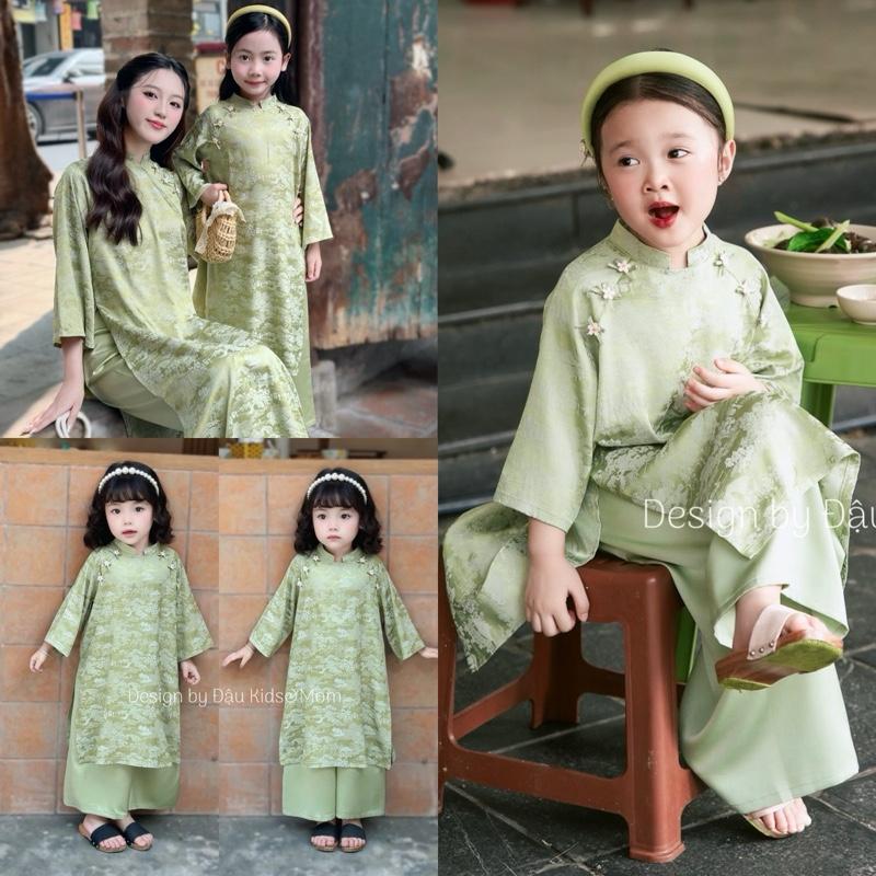  Áo dài Trúc Xanh cho mẹ và bé - BST áo dài lụa Tết Đậu Kids&Mom 