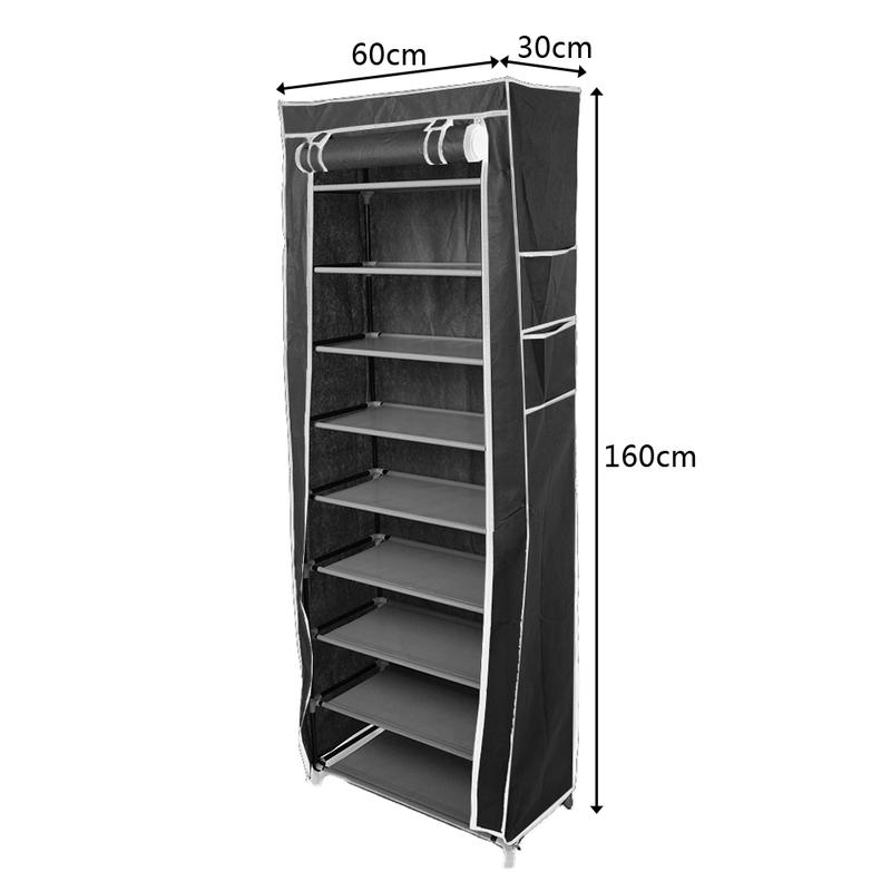 TikTok Shop Room saving 10 Layers 9 Lattices Non woven Fabric Shoe Rack Black Organiser Case Decorative Installation kmart clear