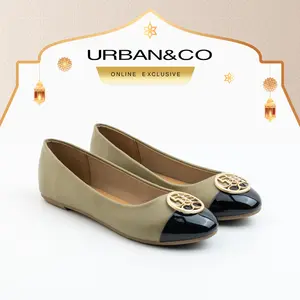 [NEW LOGO - SPECIAL LIVE] URBAN&CO Flat Shoes Wanita Kenji Sepatu Flat Hitam Round Toe Untuk Kerja Sandal Lebaran - Kenji