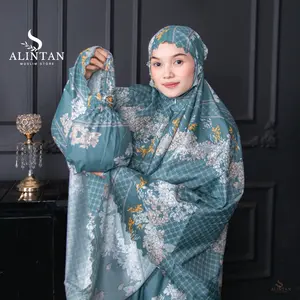 Alintan Muslim Store | Mukena Traveling Jumbo Pouch 2 in 1 Laser Cut Katun MicroGrade A Motif Bunga