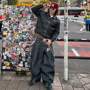 Raw Denim Oneset Jaket Boxy & Raw denim baggy Pants Tokyo re Series Japanese Culture Streetwear By REDFACE WORLD