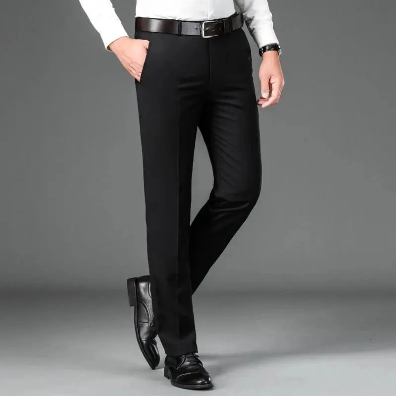 Celana Pria Formal Bahan Dasar Kain Woll Black Slimfit Kerja Kantor Panjang Hitam Dewasa Nyaman 3