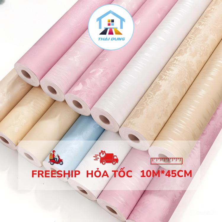  Giấy dán tường hoa văn sọc nổi cao cấp sang trọng cuộn dài 10m x 45cm có keo sẵn 