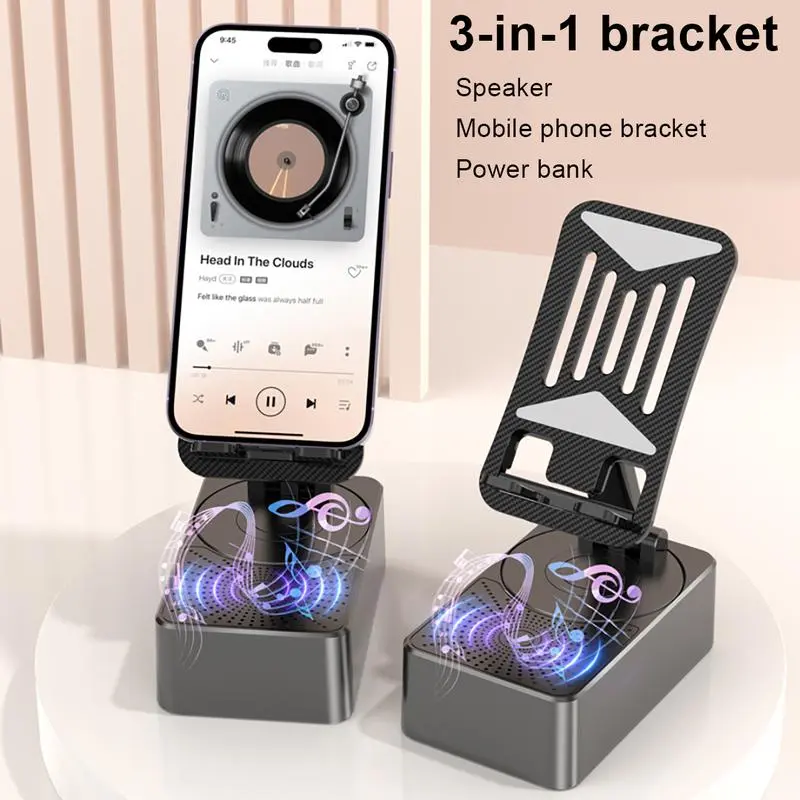 Beli speaker dapat kabel data 3-in-1 gratis   5000MA holder hp bisa puter dan bisa pakai speaker bluetooth dan powerbank/portable baterai cas / Ponsel