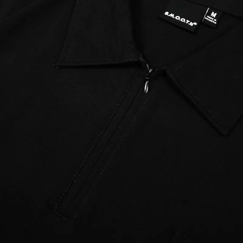 SMOOTH BASIC Lisse Series Oversized Boxy Polo Pocket In Black 7