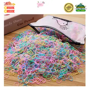 -+1000pcs Ikat Rambut Karet Jepang karet sekali pakai elastis warna-warni anak-anak