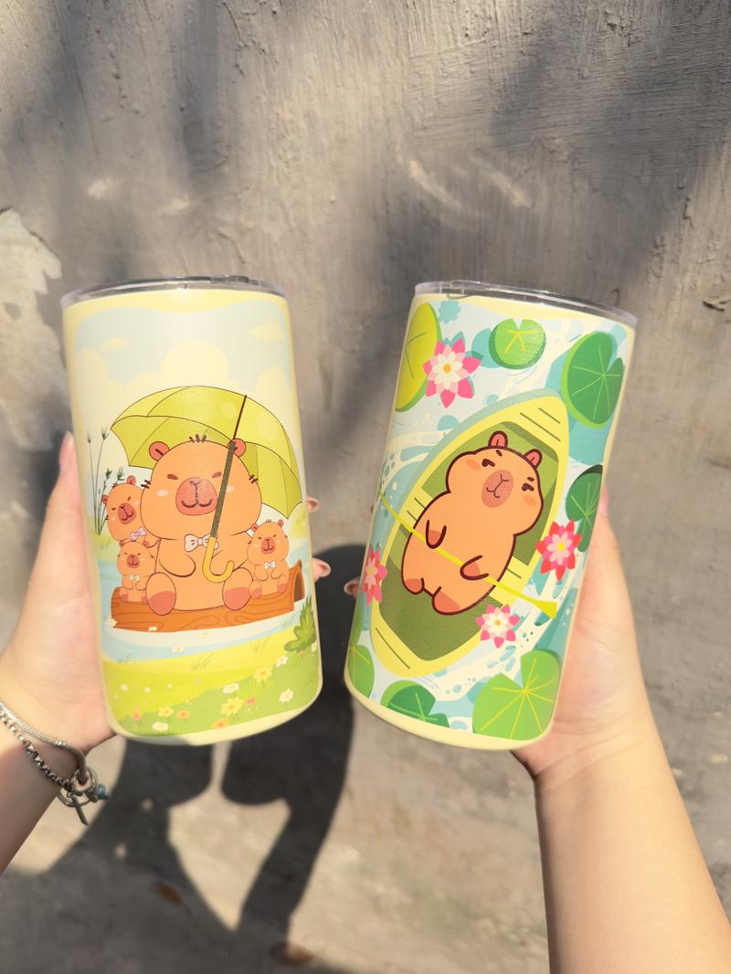 Product Introduction of 29NS-(Tặng Cọ Rửa) Ly Giữ Nhiệt CAPYBARA Thuyền Gỗ Inox 304 Dung Tích 600ml Có Nắp Chống Tràn, Kèm Ống Hút, bình nước giữ nhiệt nóng lạnh 1