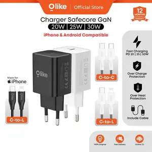 [NEW PRODUCT] Olike Charger Set Safecore GaN20CL 20W + Kabel Type C to Lightning Low Temperature Fast Charging PD 3.0 | Adapter PPS AFC For IPhone Samsung QC 3.0