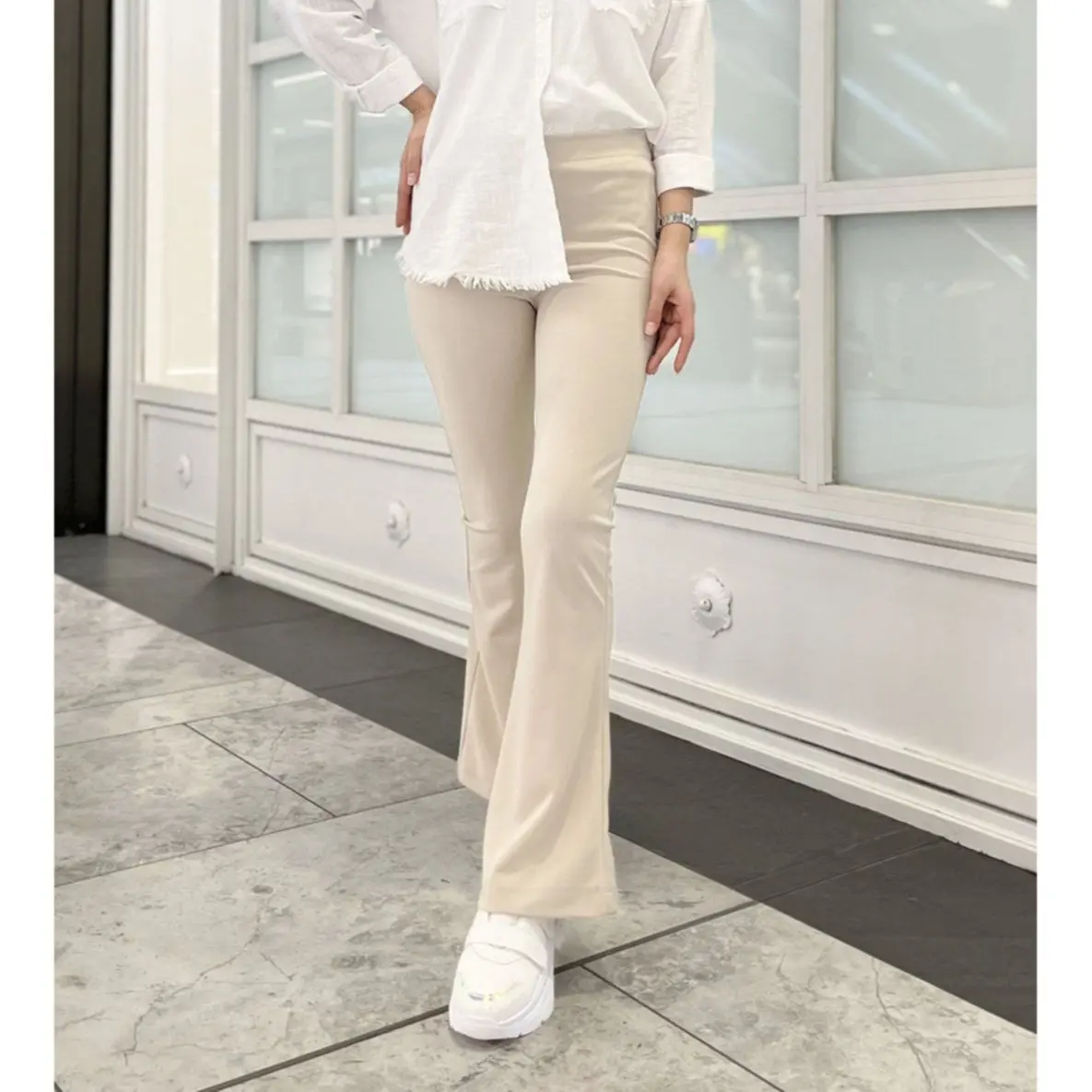 ELZYO - Flare Pants Highwaist Cutbray - Celana Panjang Wanita