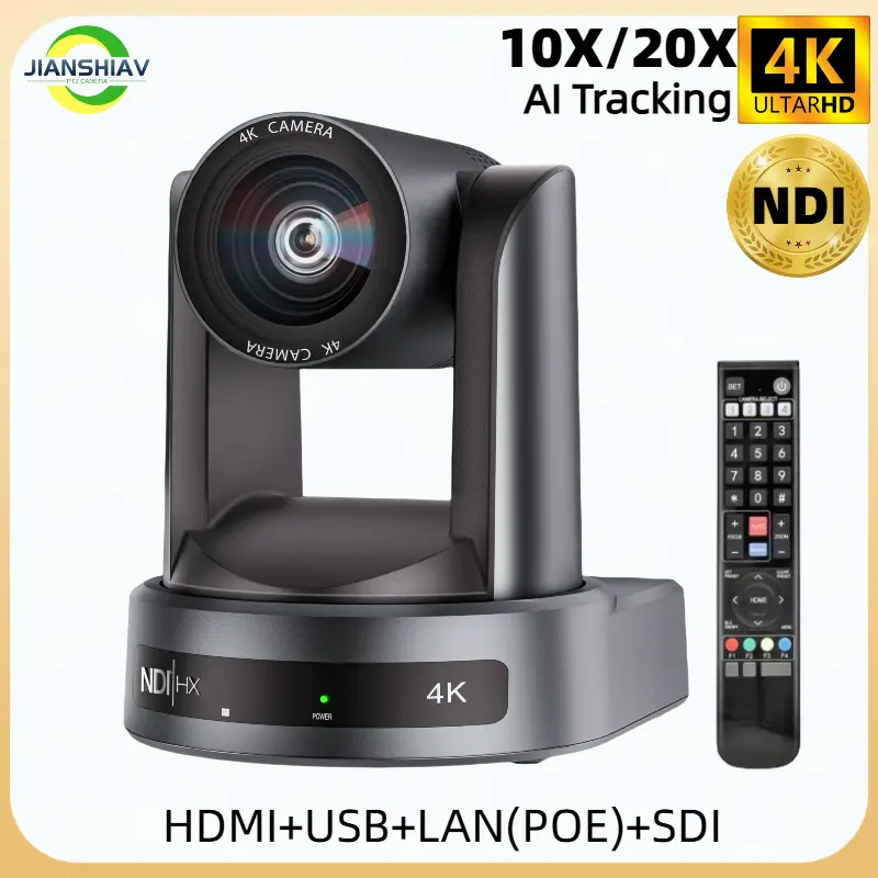 4K 1080P NDI Conference Camera PTZ Video Live Streaming SDI HDMI USB IP POE 10X 20X zoom for Church NetMeeting Broadcast Youtube
