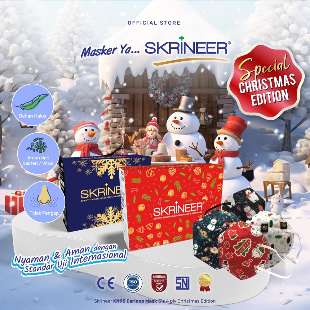 [CHRISTMAS EDITION] Skrineer KN95 Mask 10's 5 ply Earloop White Special Natal