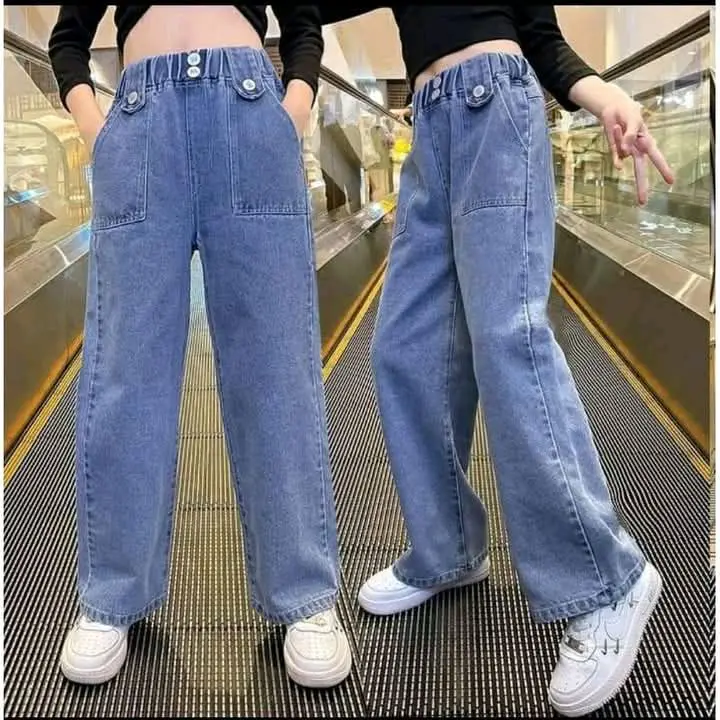 Celana Jeans Kids Denim Palazzo Fashion Kulot Anak Perempuan Remaja Cargo Usia 7-13 Tahun 4