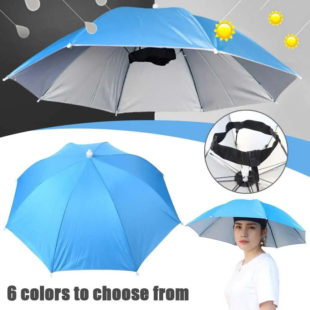 Umbrella Hat Portable Foldable Beach Head Hats Outdoor Sun Shade Camping Fishing Headwear Cap