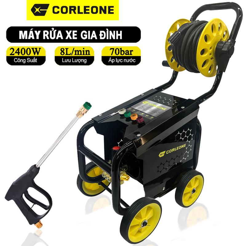 [COMBO 2400W-Tấm đĩa-220V] Máy rửa xe cảm ứng từ áp lực cao gia đình Corleone G200 có rulo quấn dây cao áp dài 10m rửa sân vườn, rong rêu, chỉnh áp rửa máy lạnh, may rua xe áp lực cao chống nước, máy xịt rửa xe áp lực cao, dễ dàng sử dụng