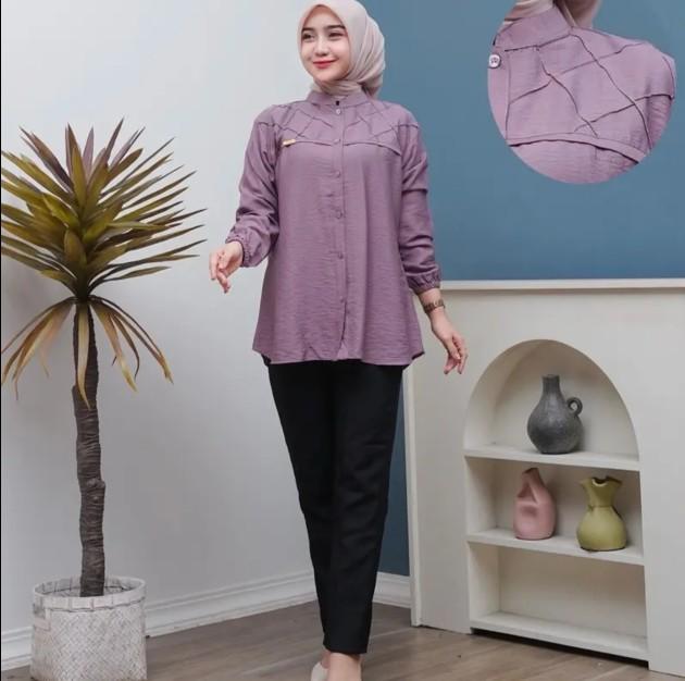Product Introduction of ROSELLA BLOUSE POLO LINEN . baju Atasan Santai 3