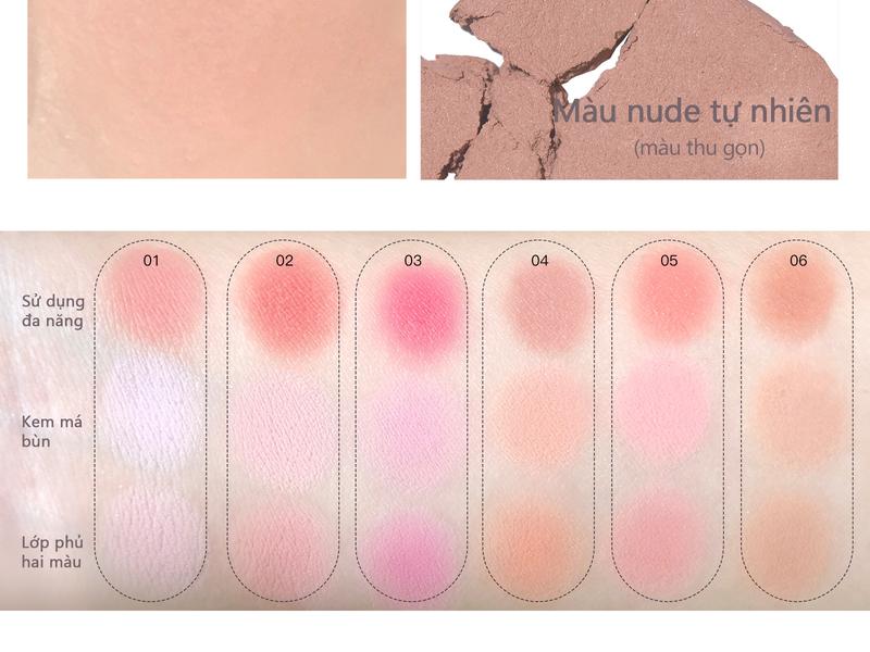 Product Introduction of Kem má hồng hai màu Flortte, dạng kem đa năng, kết cấu kép, có thể sử dụng nhiều cách khác nhau, tăng độ sáng cho gương mặt, tạo lớp trang điểm tự nhiên, 3.2g, 6 mẫu để chọn lựa 17